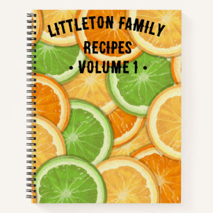Personalized Recipe Notebook   Orange Floral Water