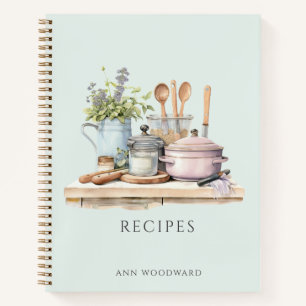 Personalized Recipes Pots Pans Cooking Utensils Notebook