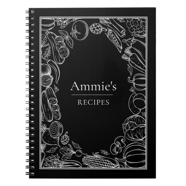 Personalized Recipes Vegetables Illustration Notebook (Front)