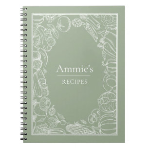 Personalized Recipes Vegetables Illustration Notebook