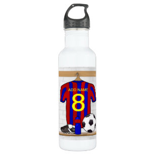 Personalized Red and Blue Football Soccer Jersey 710 Ml Water Bottle