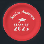 Personalized Red and White Graduation  Paper Plate<br><div class="desc">Custom Red and White Graduation custom tableware.</div>