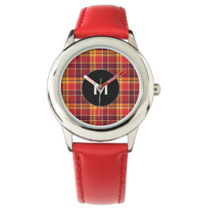 Personalized Red and yellow Plaid design Watch