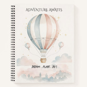 Personalized Red/Blue Stripe Hot Air Balloon Notebook