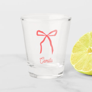 Personalized Red Bow Christmas Party Favor Shot Glass