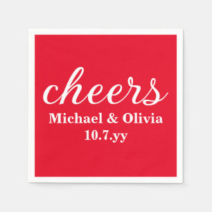 Personalized Red Bride Groom Wedding Bar Reception Napkin