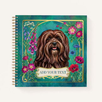 Personalized Red Brown Lhasa Apso Square Notebook