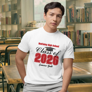 Personalized Red Class of 2026 Graduation T-Shirt