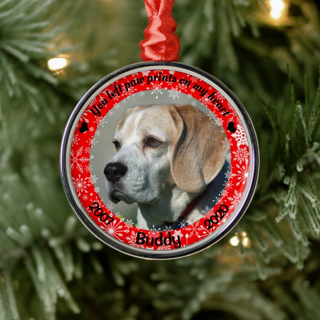Personalized Red Dog Memorial Metal Tree Decoration (Tree)
