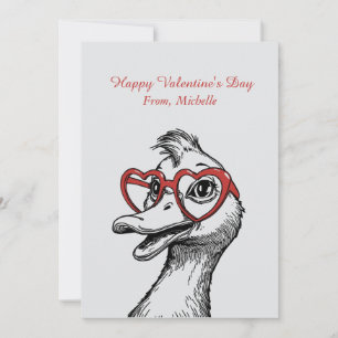Personalized Red Heart Duck Valentine's Day Holiday Card