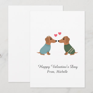 Personalized Red Hearts Dachshund Valentine's Day  Holiday Card