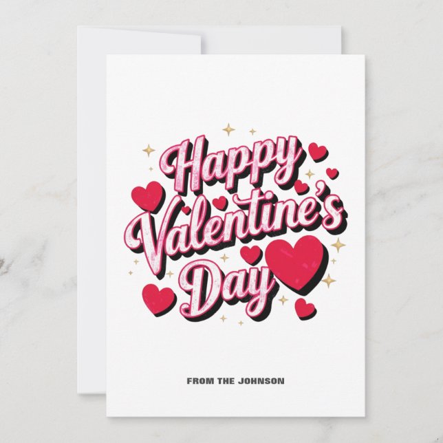 Personalized Red Hearts Happy Valentine's Day  Holiday Card (Front)