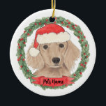Personalized Red Long Haired Dachshund Ceramic Tree Decoration<br><div class="desc">Make the nice list this year with a personalized ornament of your sweet red long haired dachshund!</div>