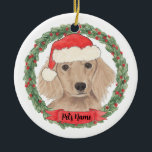 Personalized Red Long Haired Dachshund Ceramic Tree Decoration<br><div class="desc">Make the nice list this year with a personalized ornament of your sweet red long haired dachshund!</div>