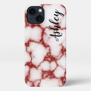 Personalized red marbled - iPhone 13 case