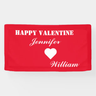 Personalized Red Names Vintage Happy Valentine  Banner