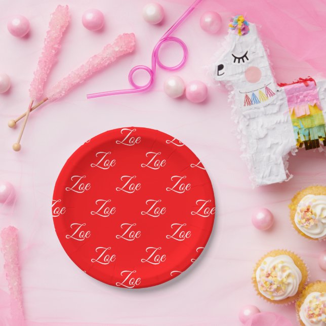 Personalized Red Paper Plate (Party)