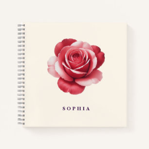 Personalized Red Rose Notebook Elegant Floral
