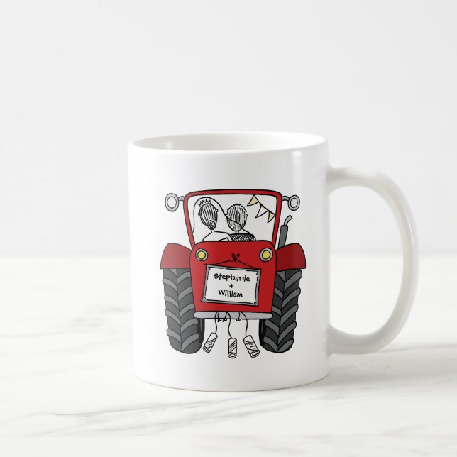 Personalized Red Tractor Country Wedding Gift Coffee Mug (Right)