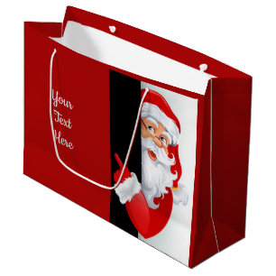 Personalized Red & White Santa Large Gift Bag