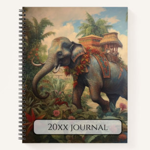 Personalized Regal Elephant Tropical Garden Art Notebook