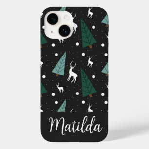 Personalized Reindeer and Christmas trees  Case-Mate iPhone 14 Case