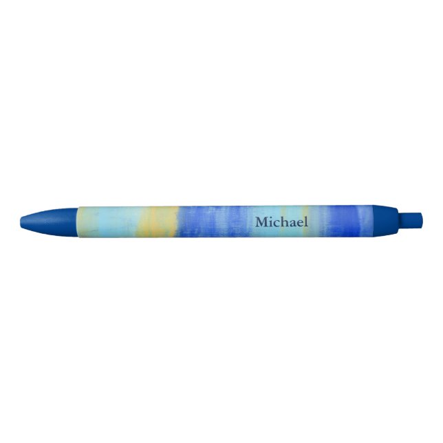 Personalized Relaxing Beach Aqua Abstract Art Blue Ink Pen (Front)