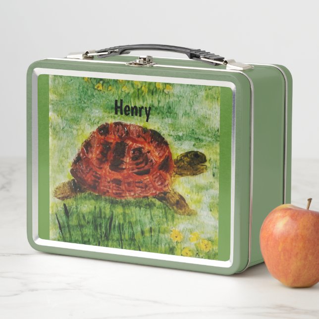 Personalized Reptile Animal Art Tortoise Metal Lunch Box (In Situ)