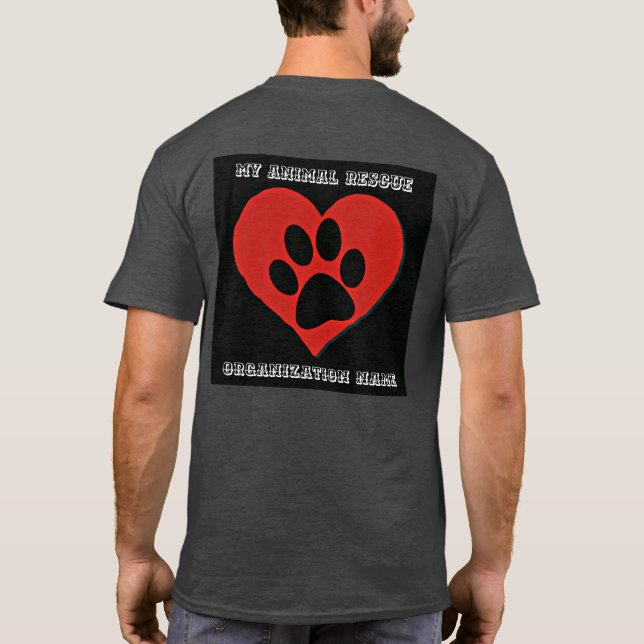 PERSONALIZED RESCUE ORGANIZATION LOGO PAW PRINT T-Shirt (Back)