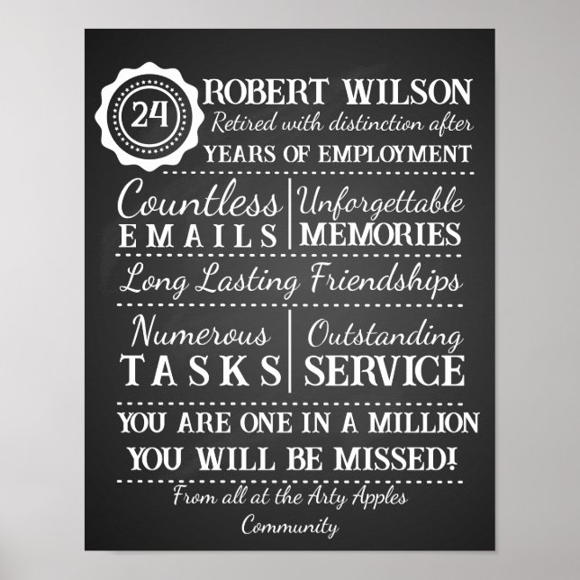 Personalized Retirement Poster Print (Front)