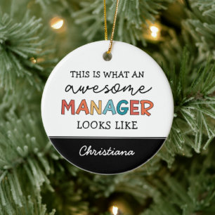 Personalized Retro Awesome Manager Funny Ceramic Tree Decoration