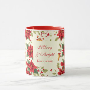 Personalized Retro Christmas Floral Mug