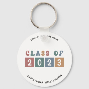 Personalized Retro Class of 2023 Graduation Cute Key Ring