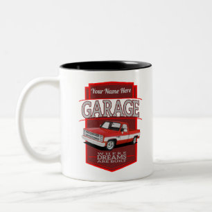 personalized retro garage c10 Two-Tone coffee mug
