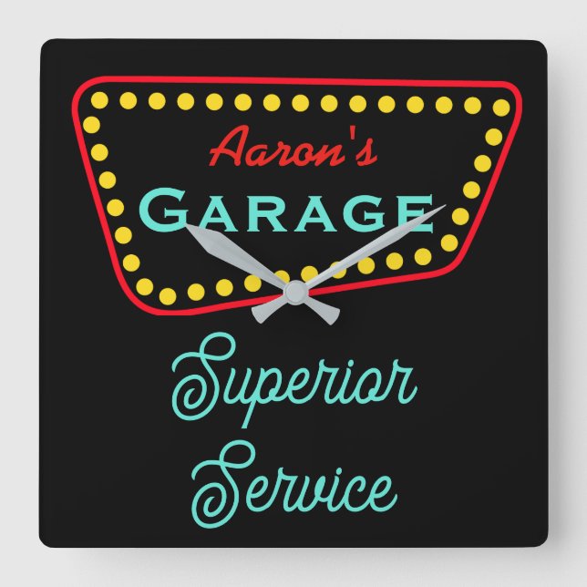  Personalized Retro Garage Sign Clock Gift (Front)