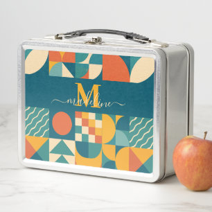 Personalized Retro Geometric Colorful  Metal Lunch Box