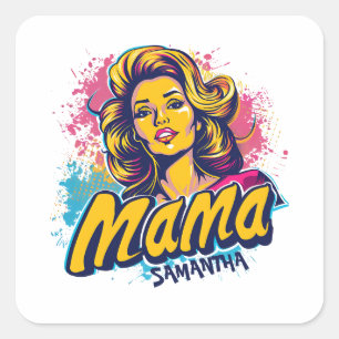 Personalized Retro  Mama Pop Art (14) Square Sticker