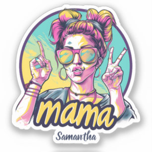 Personalized Retro  Mama Pop Art (19) Sticker