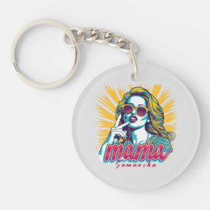 Personalized Retro  Mama Pop Art (5) Key Ring
