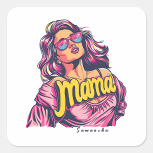 Personalized Retro  Mama Pop Art (6) Square Sticker