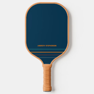 Personalized Retro Minimal Stripe Name  Pickleball Paddle