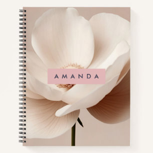 Personalized Retro Peach and Pink Floral Style Notebook