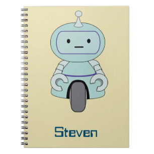Personalized Retro Robot Illustration Spiral Notebook
