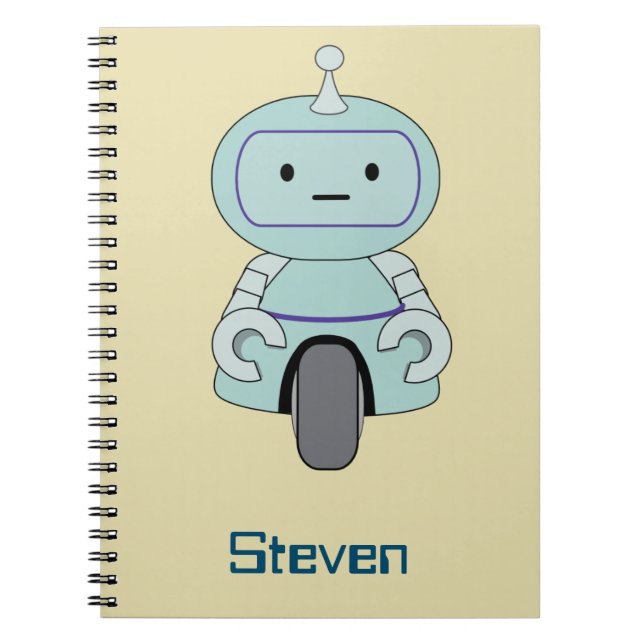 Personalized Retro Robot Illustration Spiral Notebook (Front)