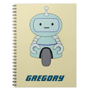 Personalized Retro Robot Illustration Spiral Notebook