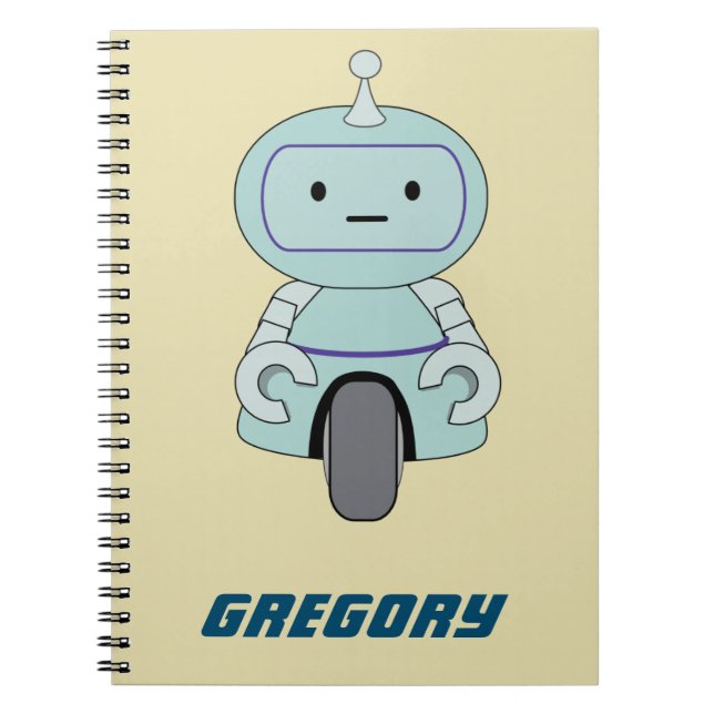 Personalized Retro Robot Illustration Spiral Notebook (Front)