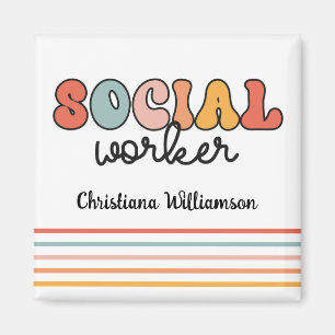 Personalized Retro Social Worker Magnet