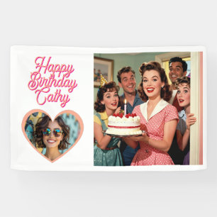 Personalized Retro Surprise Birthday Party Photo Banner