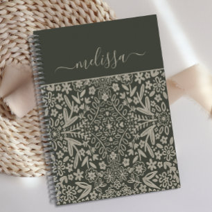 Personalized Retro Vibe Green Leaves Journal 