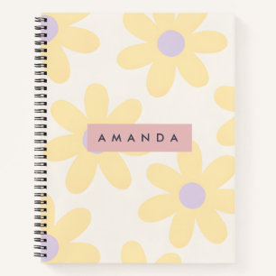 Personalized Retro Yellow Daisy Floral Notebook